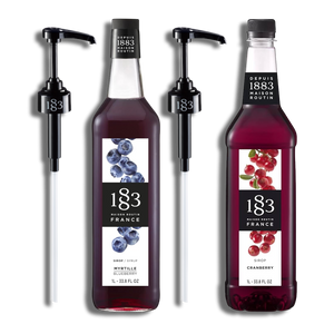 WittBizz 1883 Maison Routin Syrup Bundle Cranberry, Blueberry 1.75 L Bottle with 2 1883 Pumps,